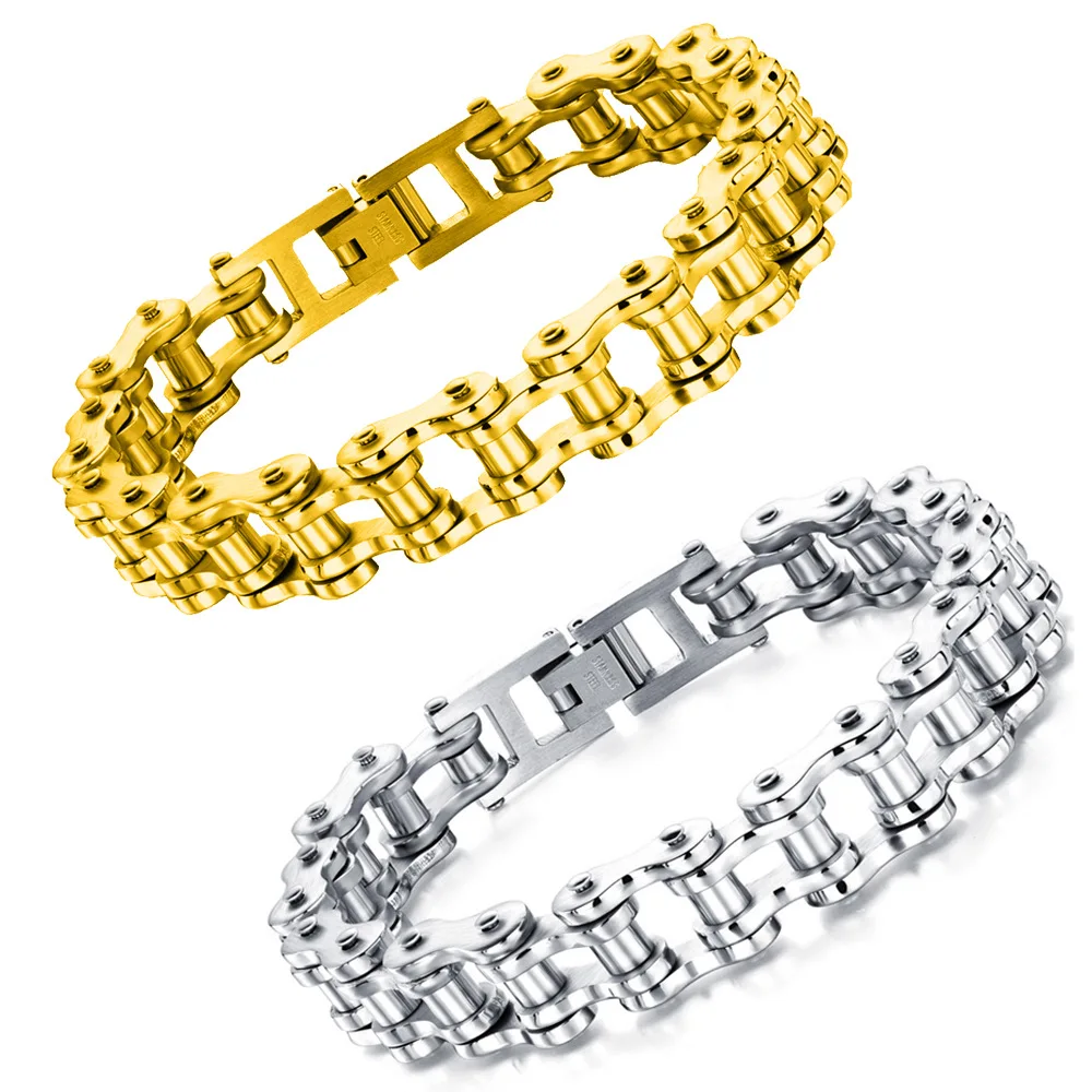 

5pcs Stainless Steel Biker Wristband Men Bicycle Chain Punk Rock Man Bracelet Gold Silver Color Jewelry Birthday Gift