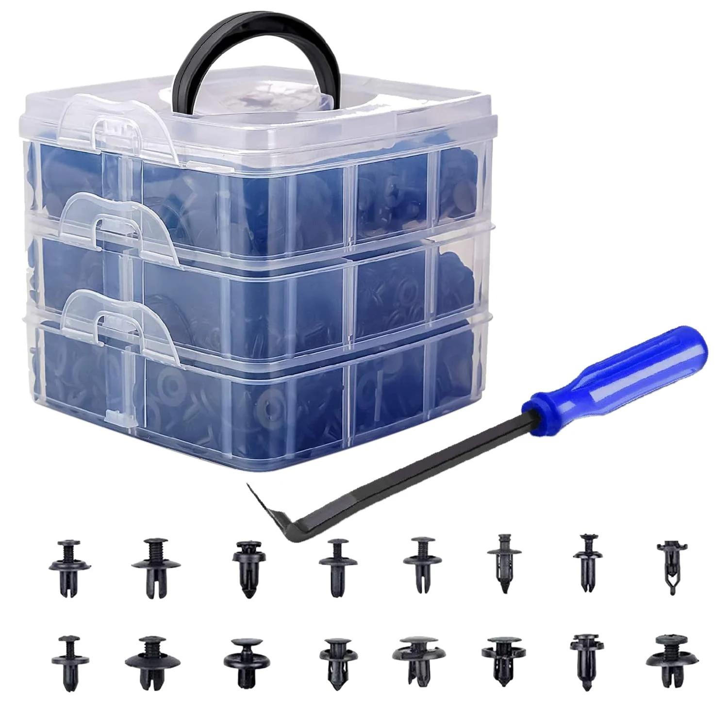 

631Pcs Car Retainer Bumper Clips and Fastener Remover Kit 16 Sizes Auto Push Pin Rivets Door Trim Panel Clips