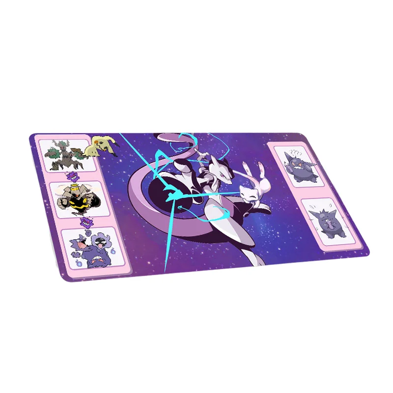 60*35cm Anime Pokemon GAME PTCG Dedicated Card Play Mat Battle Against Trainer Marnie Green Mewtwo Zacia Collectibles Gift Toys