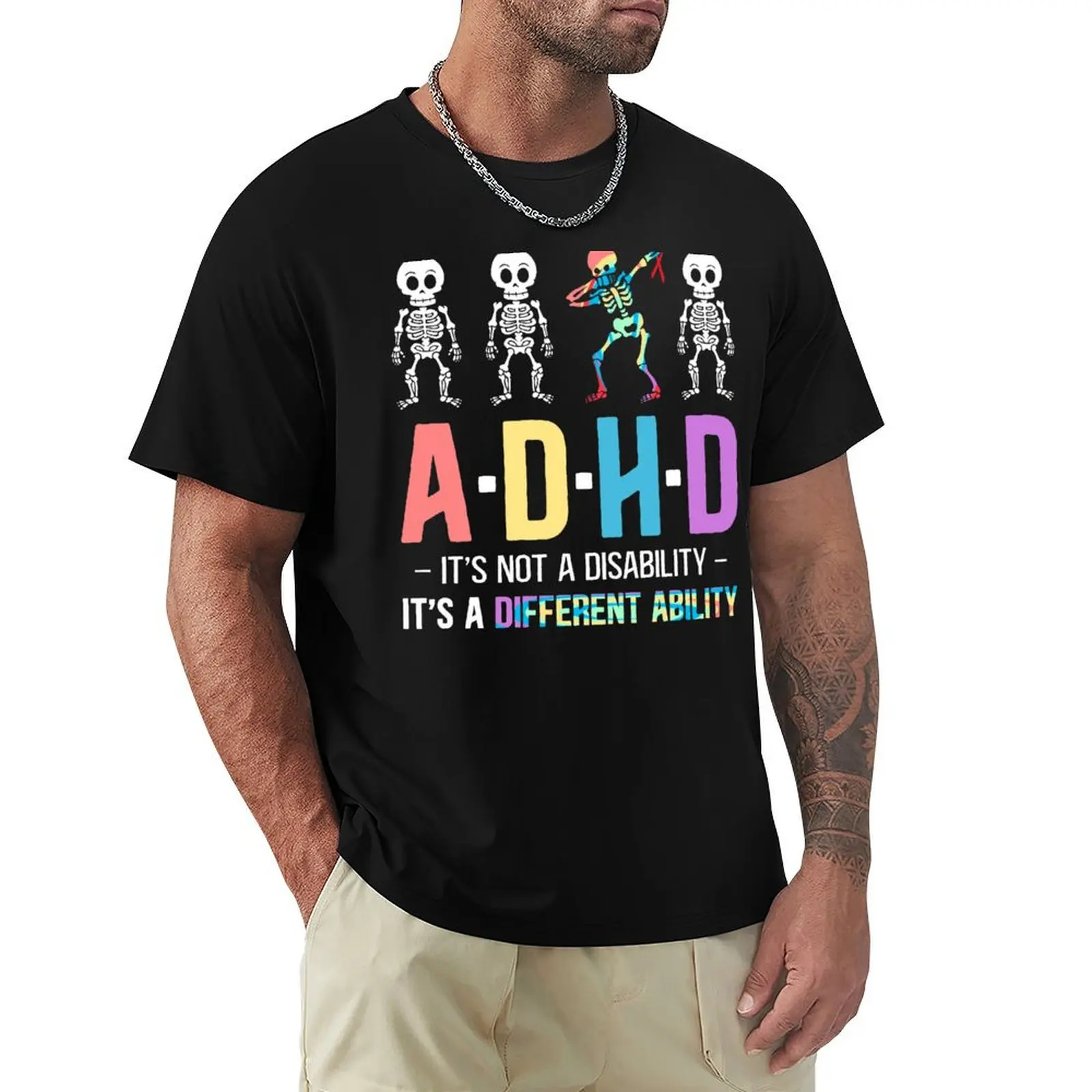 ADHD It's Not Disability It's A Different Ability Skeleton Dab Funny T-Shirt anime stuff anime shirts men