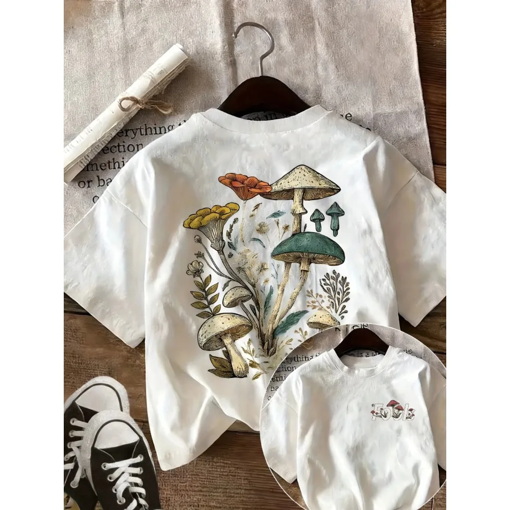 Cottagecore Mushroom Men Women Graphic T-Shirt Goblincore Fungi Toadstool Print Tee Boho Nature Aesthetic Streetwear Fashion Top