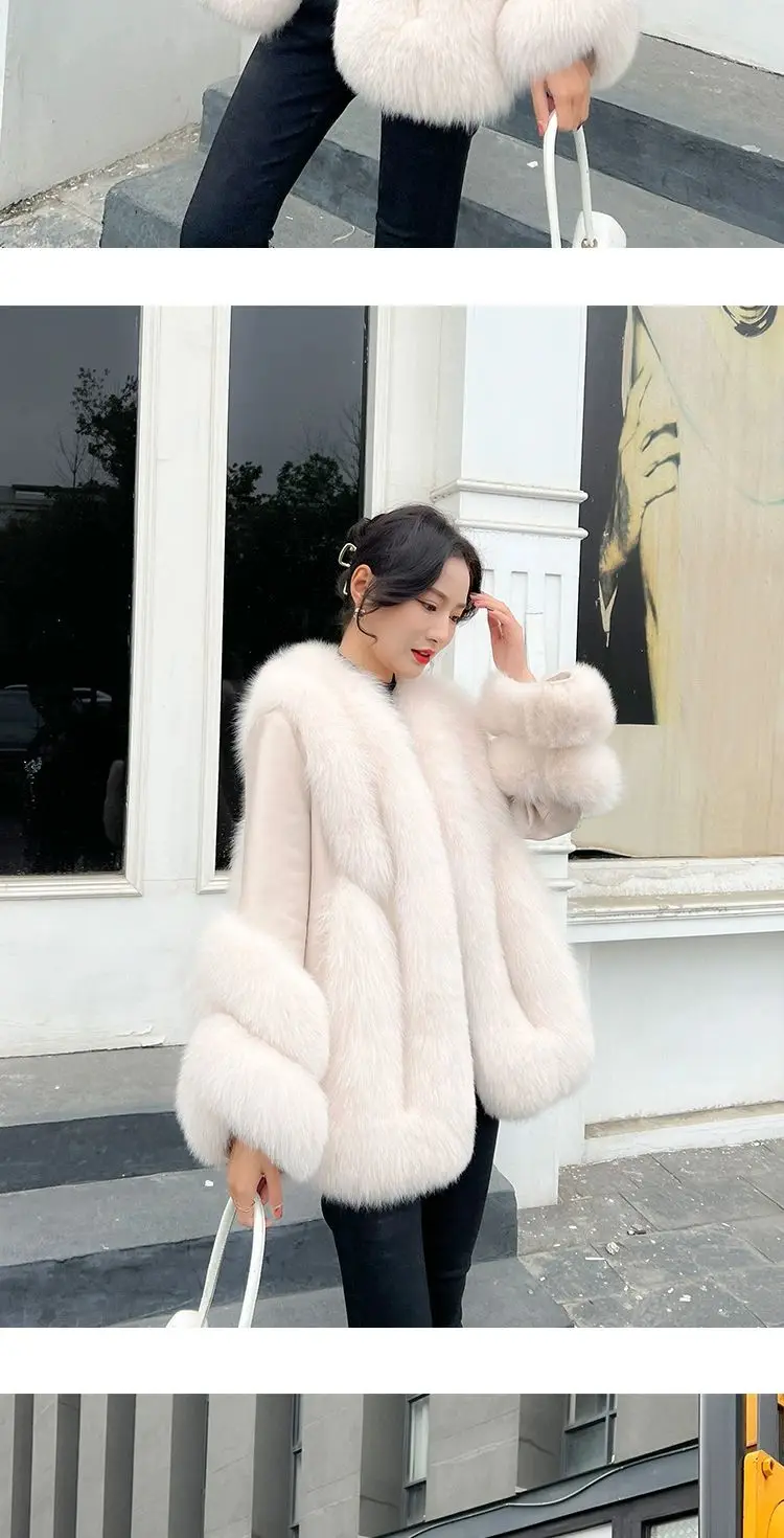 Whole Skin Fox Fur Grass Women's Mid length 2023 New Fur Integrated Sheep Skin White Duck Down Down Coat Winter