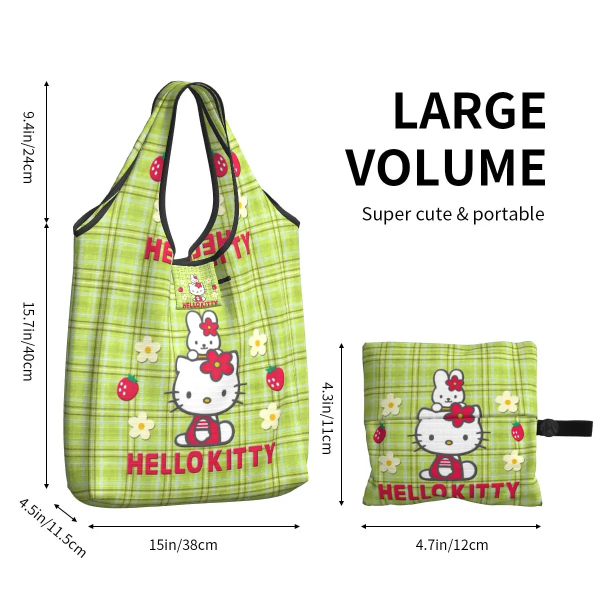 Sacchetti della spesa Kawaii Sanrio hellokid durevole grande riutilizzabile riciclare pieghevole Heavy Duty Shopping Eco Bag lavabile con custodia