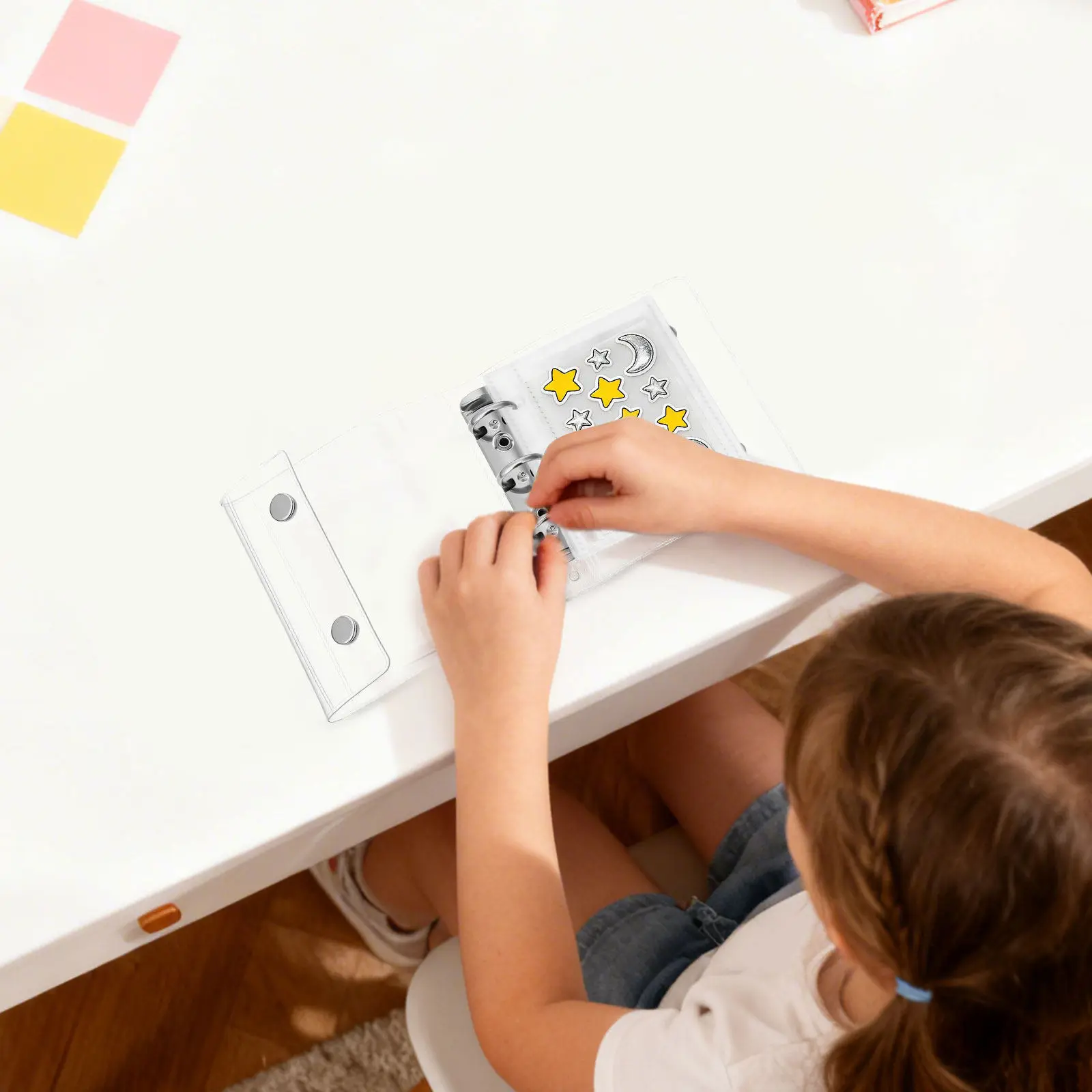 

Набор из 1 мини-папок A8 на 3 кольцах, прозрачная обложка из мягкого ПВХ, папка для сменных листов с кнопкой-защелкой, прозрачный протектор для путешествий и бюджета