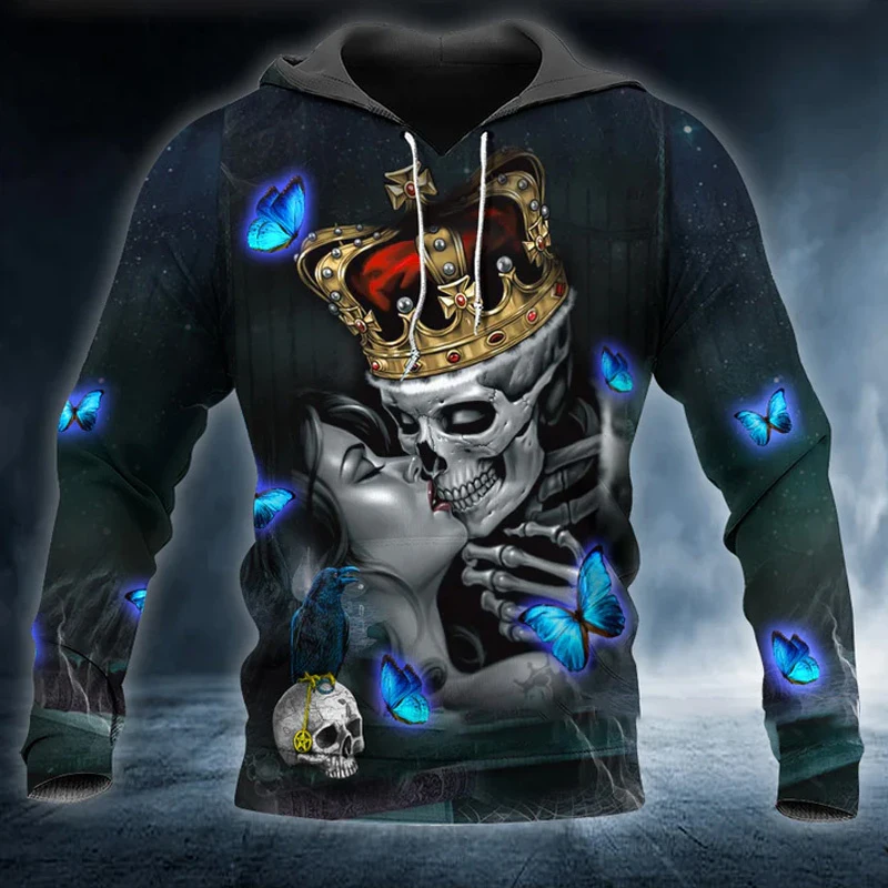 Vikings Skull Men Hoodies 3D Printed Unisex Hooded Sweatshirts Vintage Pullover Tracksuit Hip Hop Autumn Fashion Casual Hoodie