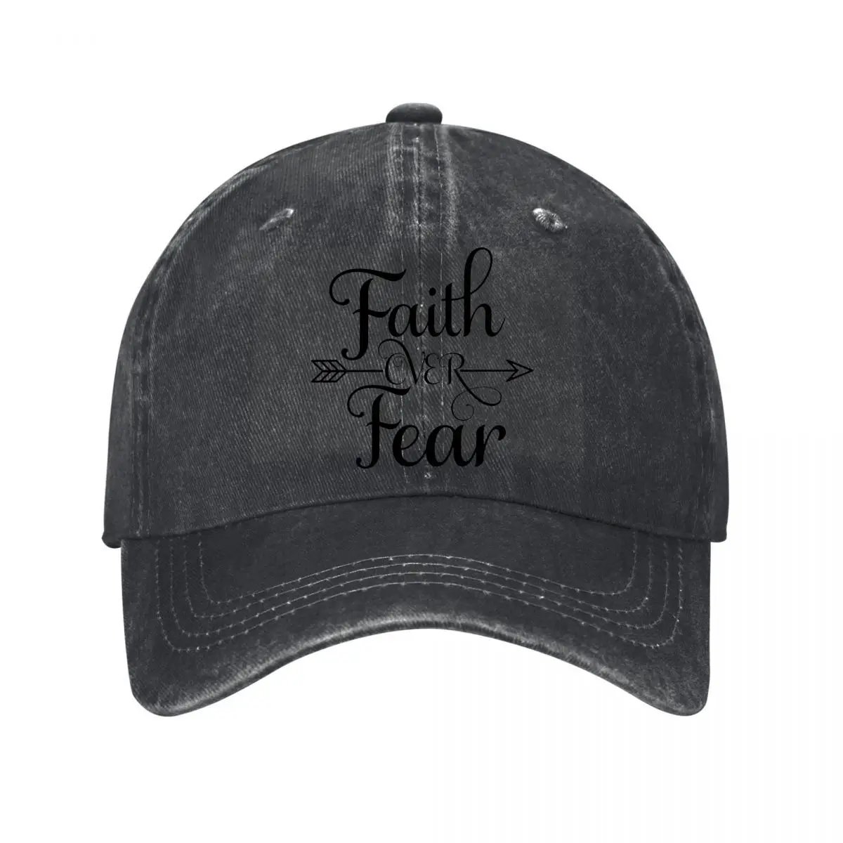 Faith Over Fear Arrow Typography New Vintage Washed Cotton Baseball Cap Sun Hats