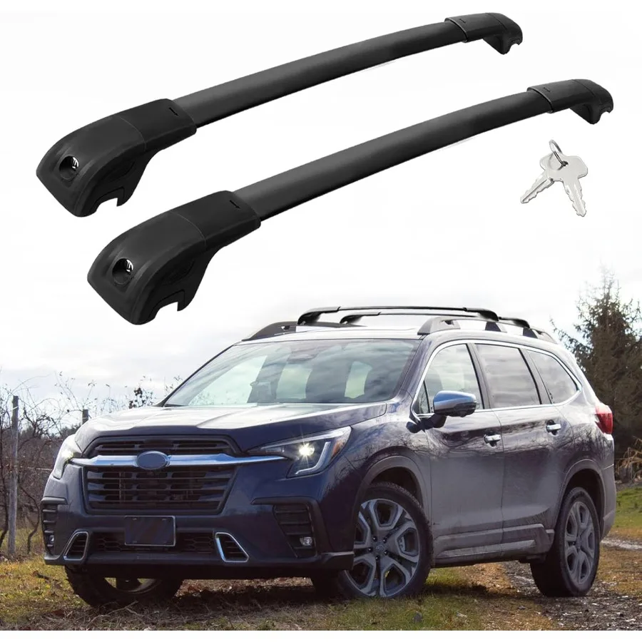 قضبان متقاطعة لرف السقف قابلة للقفل متوافقة مع 20192025 Subaru Ascent فقط للقضبان الجانبية المرتفعة بسعة تحميل 200 رطل من الألومنيوم
