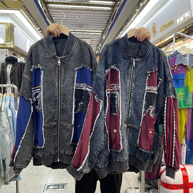 2025 Autumn New Loose Mid-Length Cartoon Heavy Industry Baseball Jacket Vintage Coat Women's Zipper Long-sleeves V-neck Jaquetas - Image 4