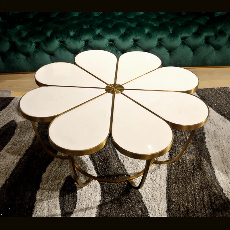 Irregular Coffee Table Flower Unique Luxury Console Legs Metal Frame Modern Sofa Table Floor Mesa Auxiliares Nordic Furniture