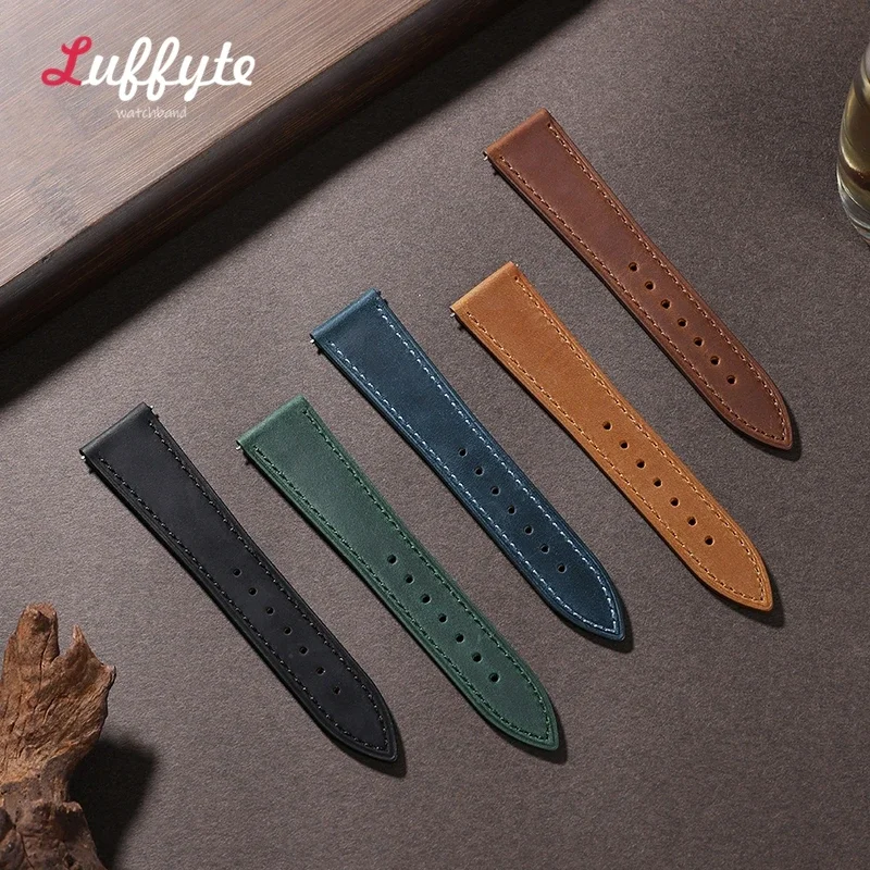 حزام البقر الكلاسيكي من Crazy Horse ، أحزمة المعصم ، الطبقة العلوية ، التحرير السريع ، ساعة 18 ، 20 ، 22 من جلد البقر