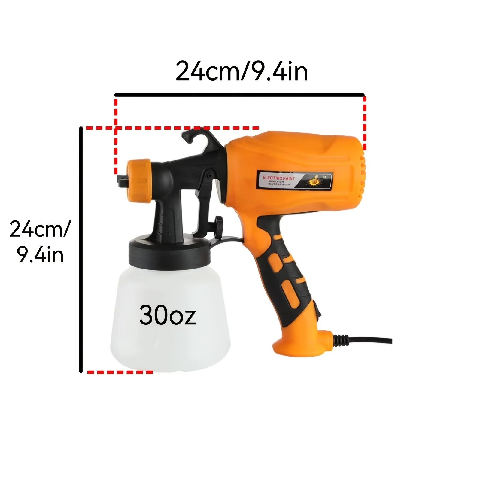 Electric Paint Sprayer - 30oz Capacity, 3 Spray Patterns, 2 Nozzles Included