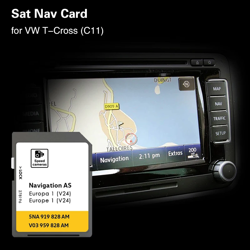 for VW T-Cross C11 Navigation SD AS V24 Map GPS Update Version Data Sat Nav France Germany Car Memory Card
