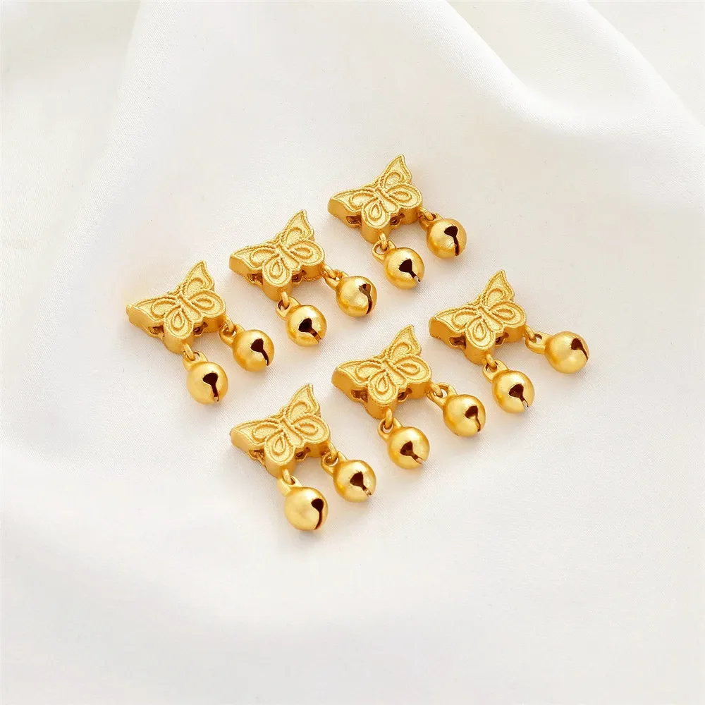 18K Matte Gold Color Hanging Bell Butterfly Back Cloud Separated Bead DIY Handmade Bracelet Necklace Bead String Accessory