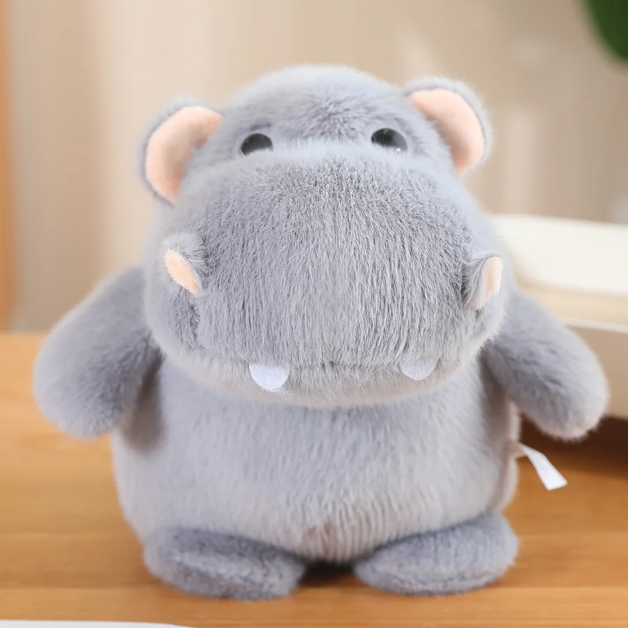 Muñeco de peluche de hipopótamo de pie simulado, regalo de cumpleaños, máquina de garra, muñeca de juguete