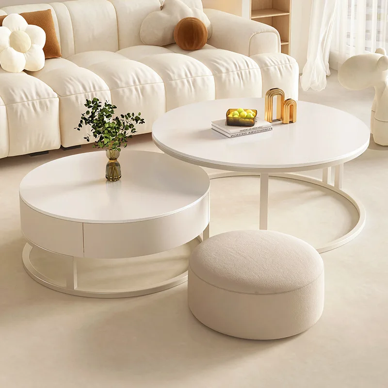 Living room for home use, modern minimalism, round rock slab tea table