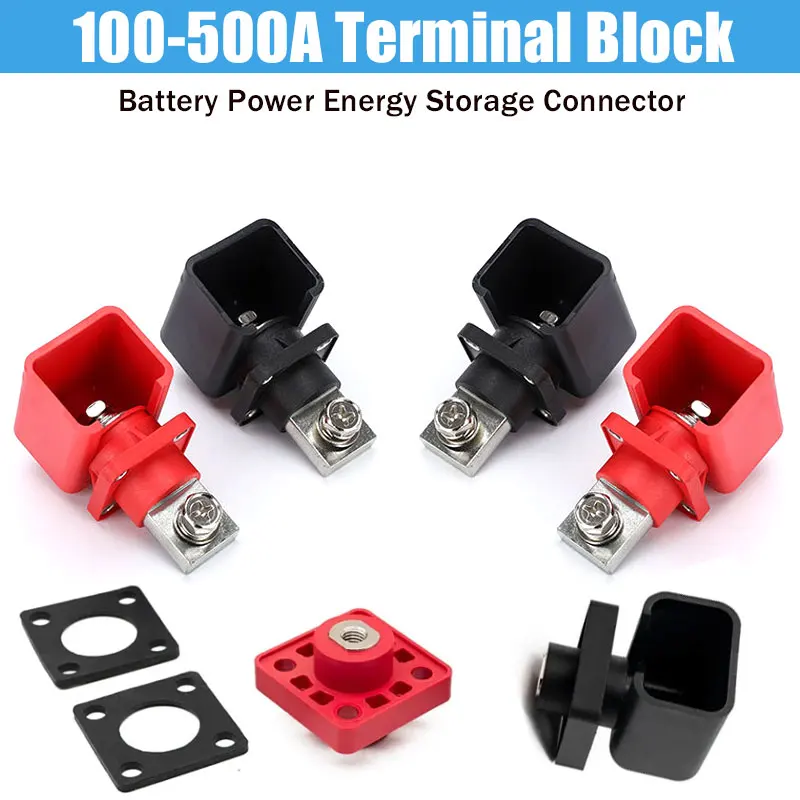

120-300A Square Battery Power Terminal New Energy Storage Inverter RV Lithium Battery 400A Connector Through Wall Terminals 2pcs