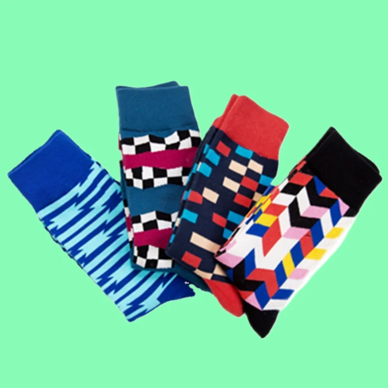 2/5 Pairs High Quality Autumn And Winter Socks Cotton Geometric Pattern Socks Comfort Casual Fashion Mid-tube Trendy Socks