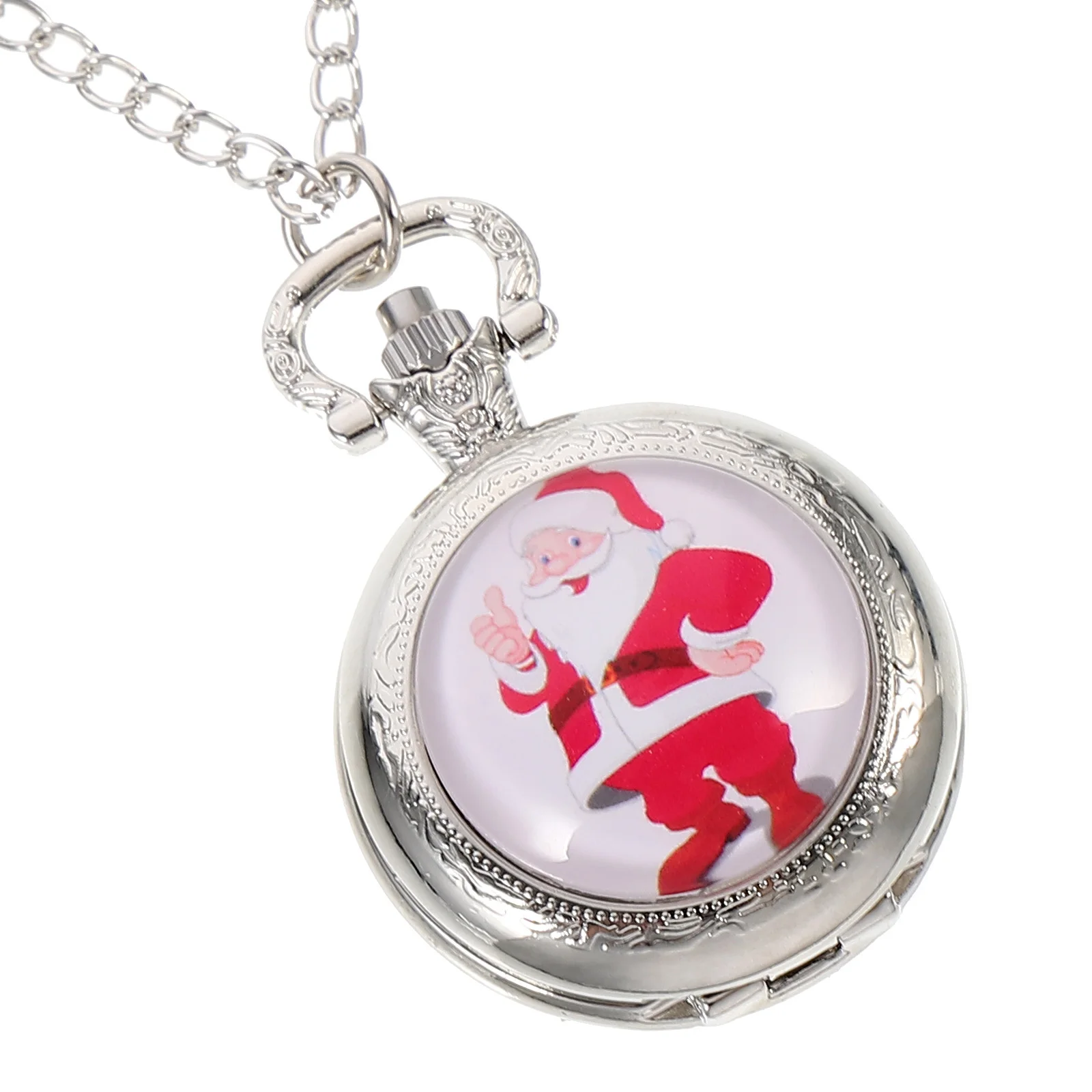 1Pcs Vintage Pocket Watch Retro Xmas Theme Santa Pattern Hanging Watch Durable Practical Xmas Decoration