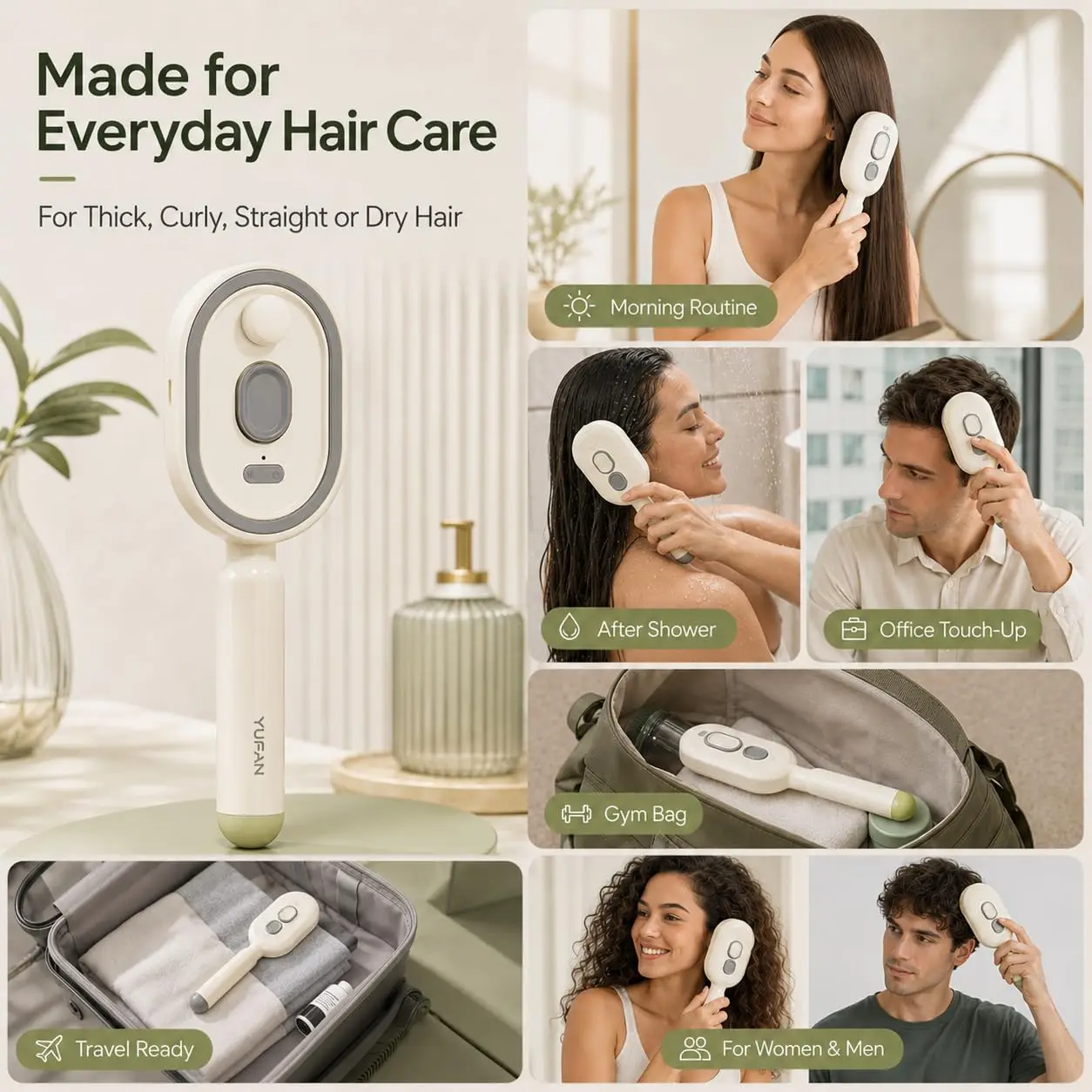 Electric Spray Hair Massage Comb 2in1 Misting Hair Brush With Moisturizing Spray Function Reduce Frizz Anti-Static Self-Cleaning view 6