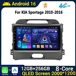 Android 16 Car Radio for KIA Sportage 3 2010-2016 Carplay Head Unit DSP 4G Carplay 2din Multimidia Video Player Navigation GPS