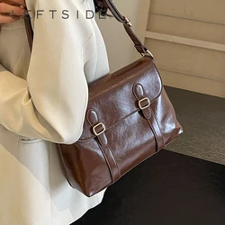 LEFTSIDE Belt Buckle Design Small Crossbody Bags for Women 2024 PU Leather Shoulder Bag Fashion Retro Handbags and Purses