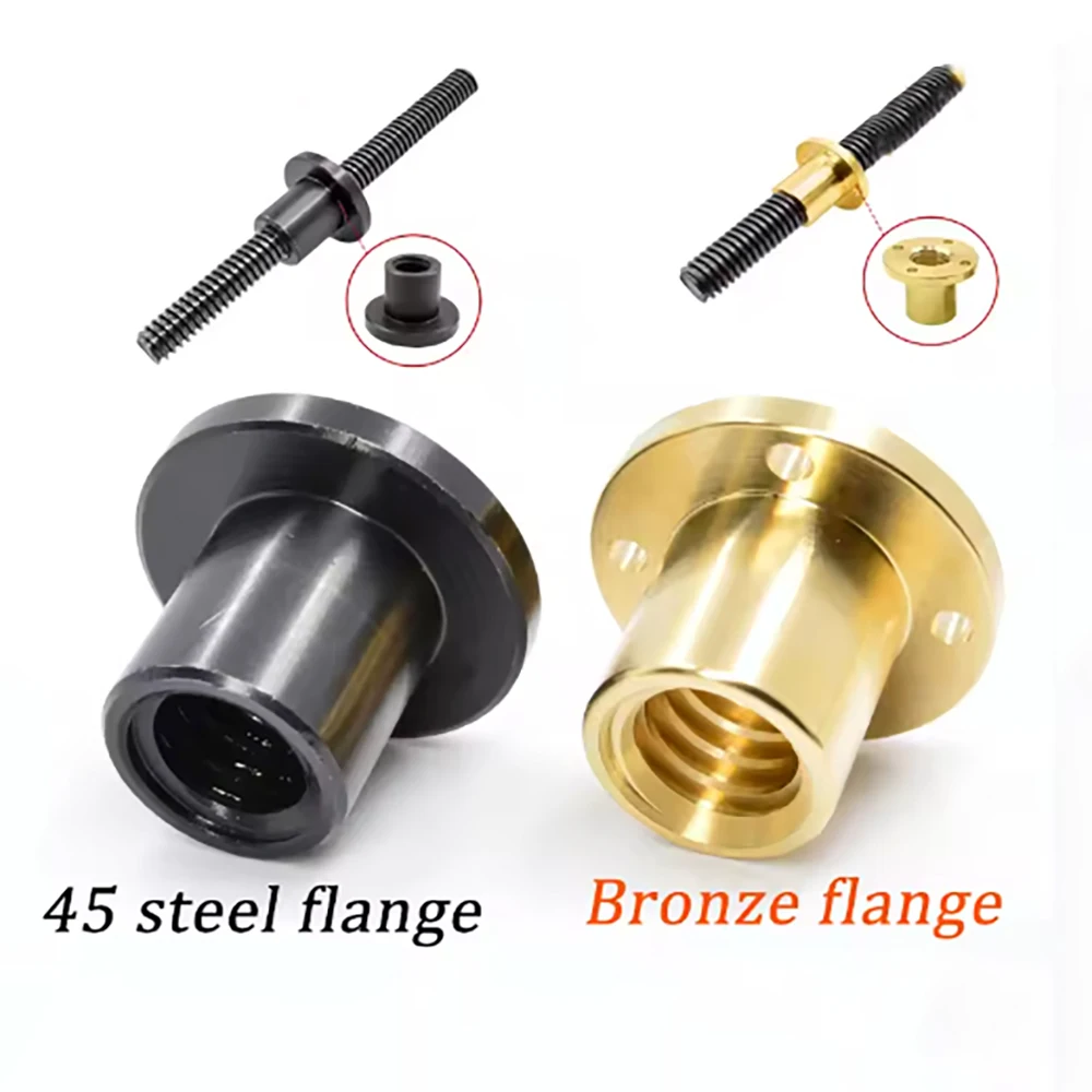 1Pcs 45 Steel/Brass/Flange Nut T10/16/20/25/28 Round Flange Nut Suitable For High-Precision Wear-Resistant Trapezoidal Screw Nut