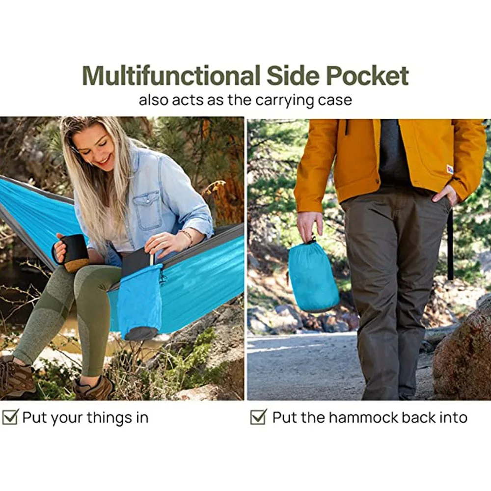 Outdoor Single Person Camping Hammock with Nylon Color Matching Hammock High Strength Parachute Fabric Portable Hammocks Chair image 5