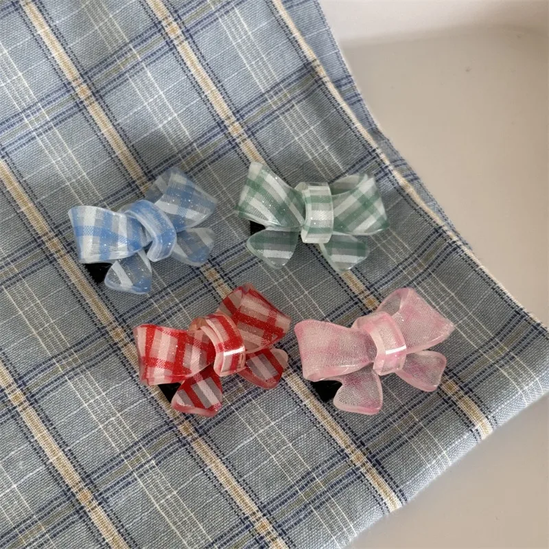 Girl Plaid Bow Duckbill Clip Sweet All-Matching Shredded Hair Bangs Clip Side Side Clip Hairpin Hair Accessories Headdress New