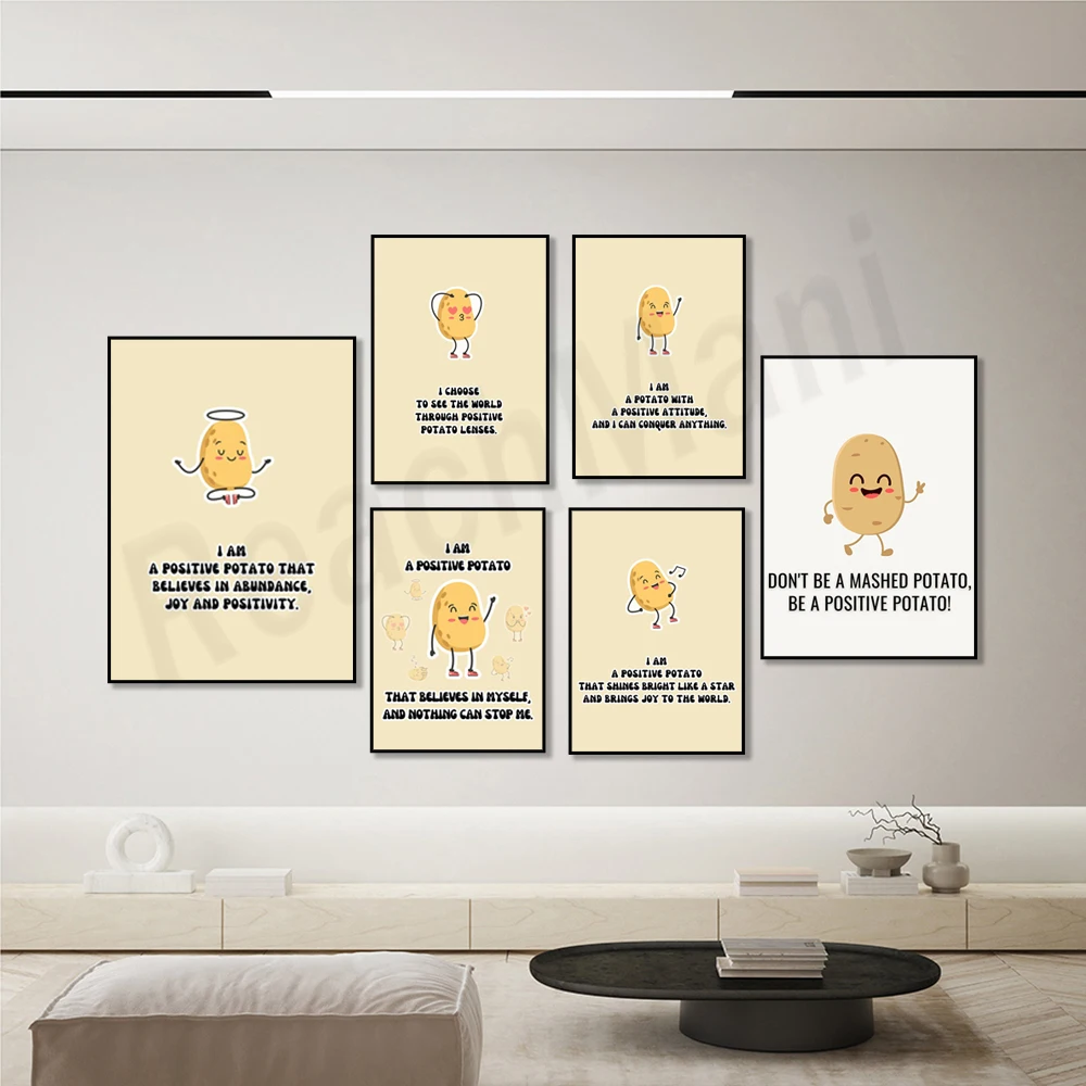 Positive Potato Affirmations Poster, Love Affirmations, Manifestation Quotes, Potato Affirmations Poster, Cute Room Decor