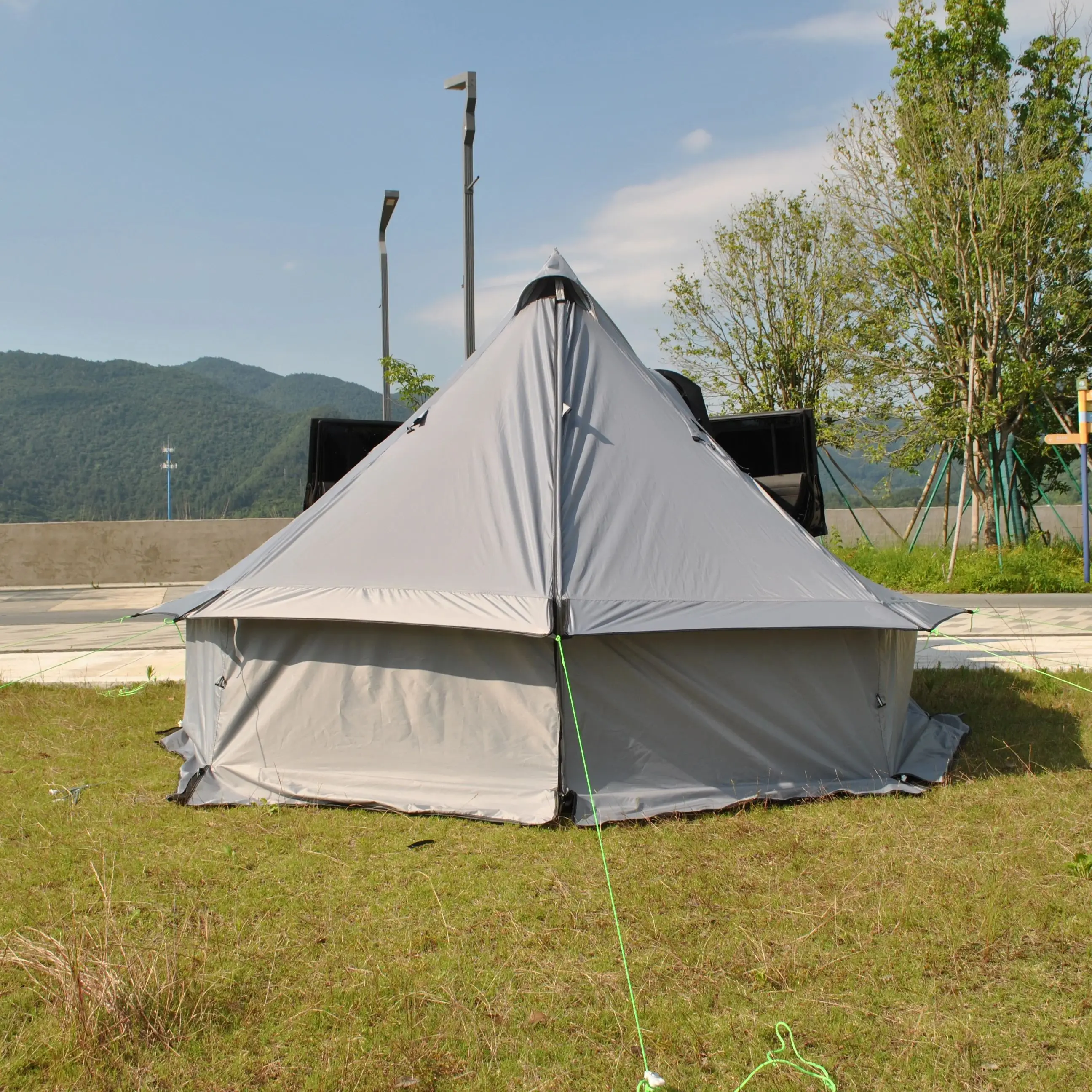 

Large Mongolian Yurt Tent with Firewood Stove Window,Ground Mat,SUV Tent Breathable Waterproof, Tents for Outdoor Camp
