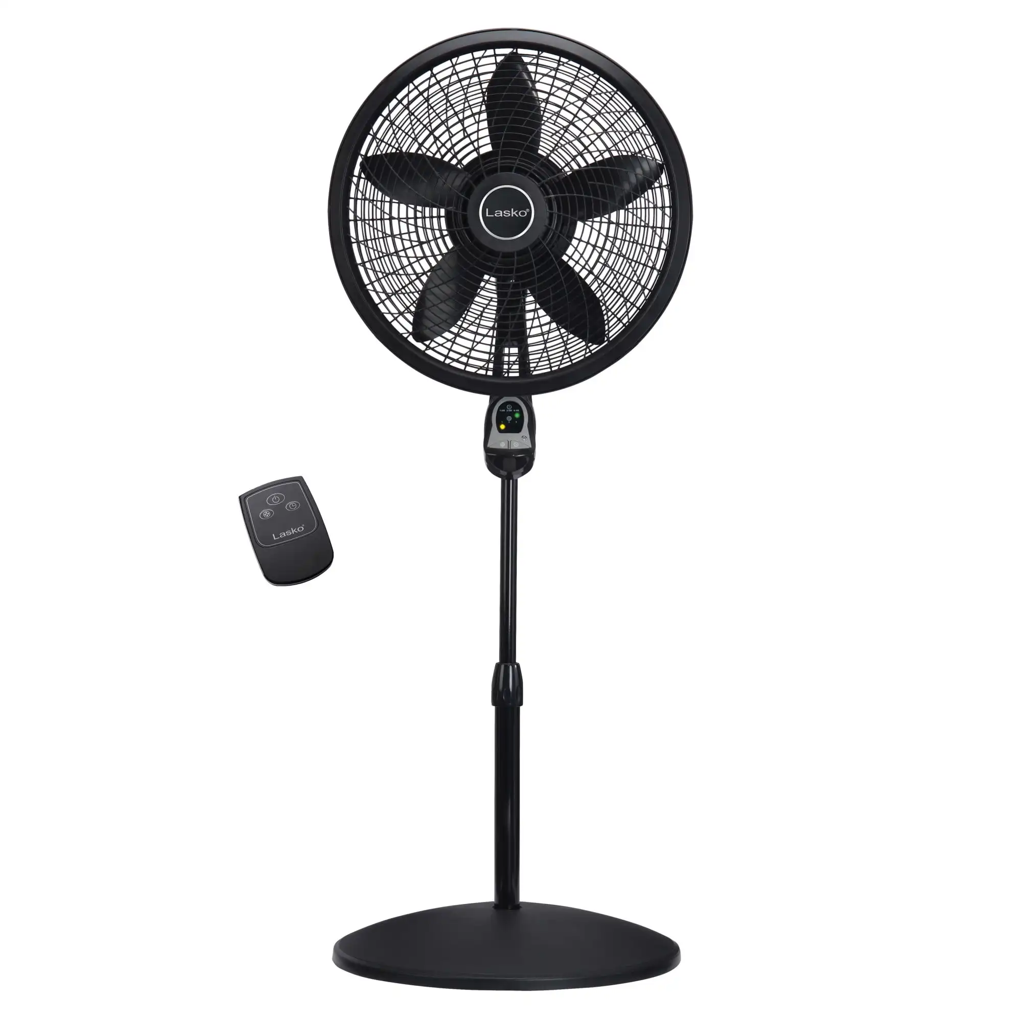 

18" 3-Speed Oscillating Cyclone Pedestal Fan with Remote and Timer, 1843, Black