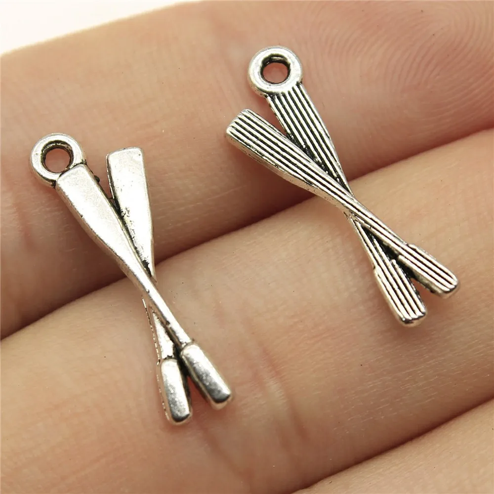 WYSIWYG 20pcs 22x8mm Charms Boat Oars Antique Silver Color Pendant Boat Oars Charms For Jewelry Making Jewelry Findings