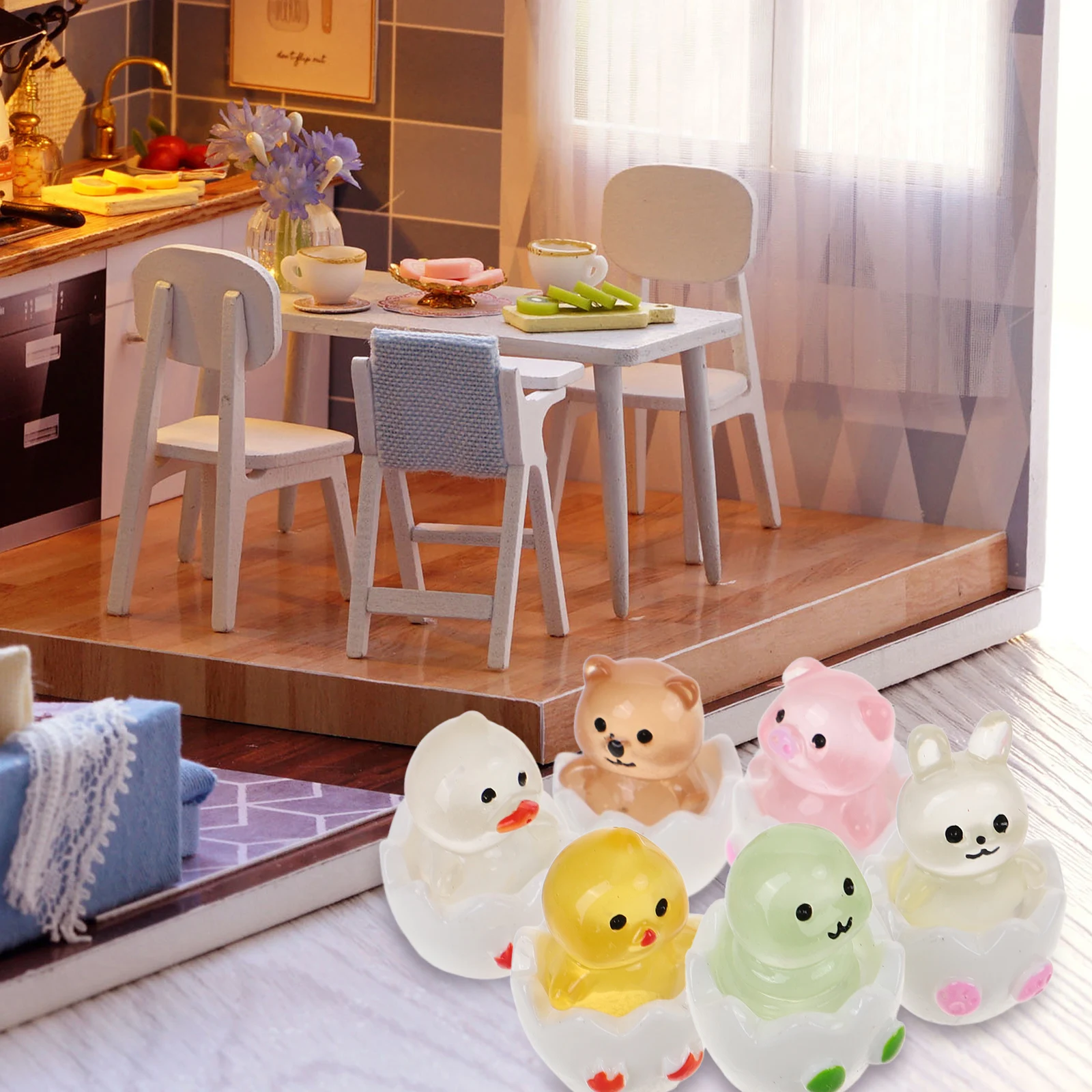 

18pcs Luminous Mini Animal Glow In Dark Resin Mini Animals Desktop Garden Ornament Night Light Decorative Statues For Indoor