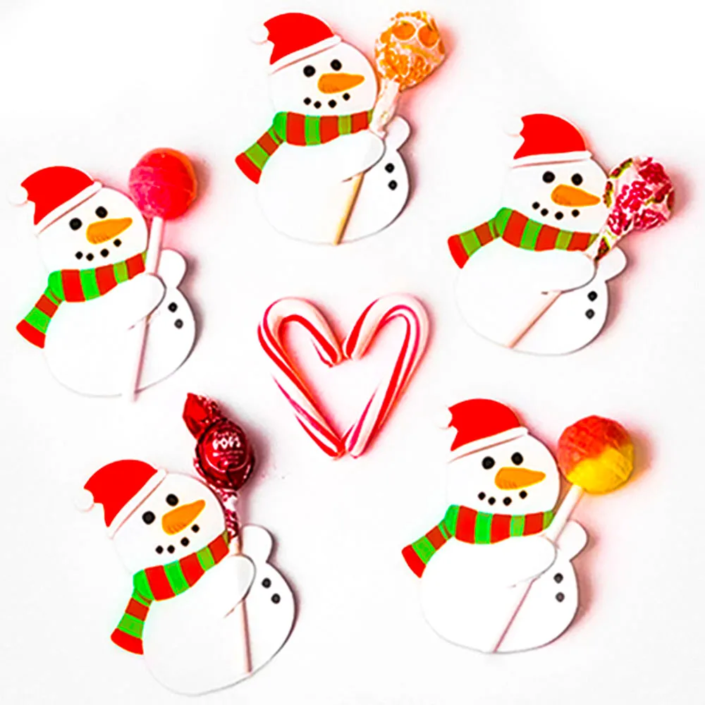 Navidad 25pcs Paper Card Lollipop Holders Modern Styles Birthday Loaf Candy Wraping Party Snowman Christmas Orment New Year Tool