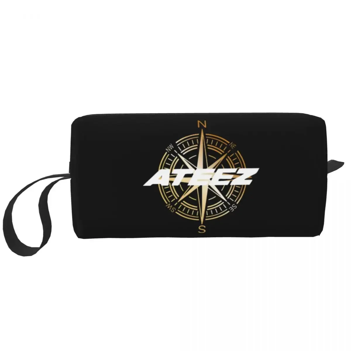 Kpop Idol COMPASS Makeup Bag Travel Cosmetic Bag for Men Women A-ATEEZ ATINY Toiletry Bag Storage Pouch Bag