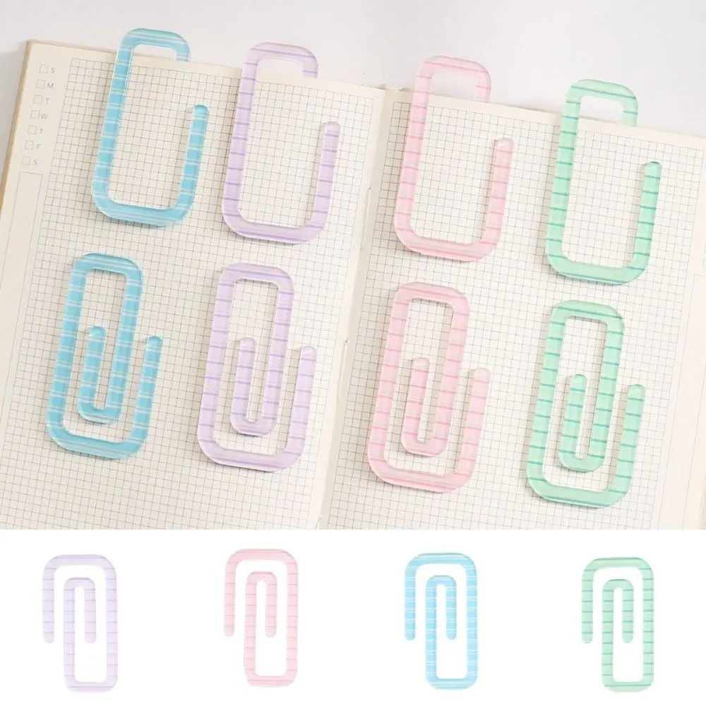 Mini Paper Clip Shape Striped Bookmark Creative Candy Color Ledger Bookmark Book Decorative Simple Reading Bookmarks Readers