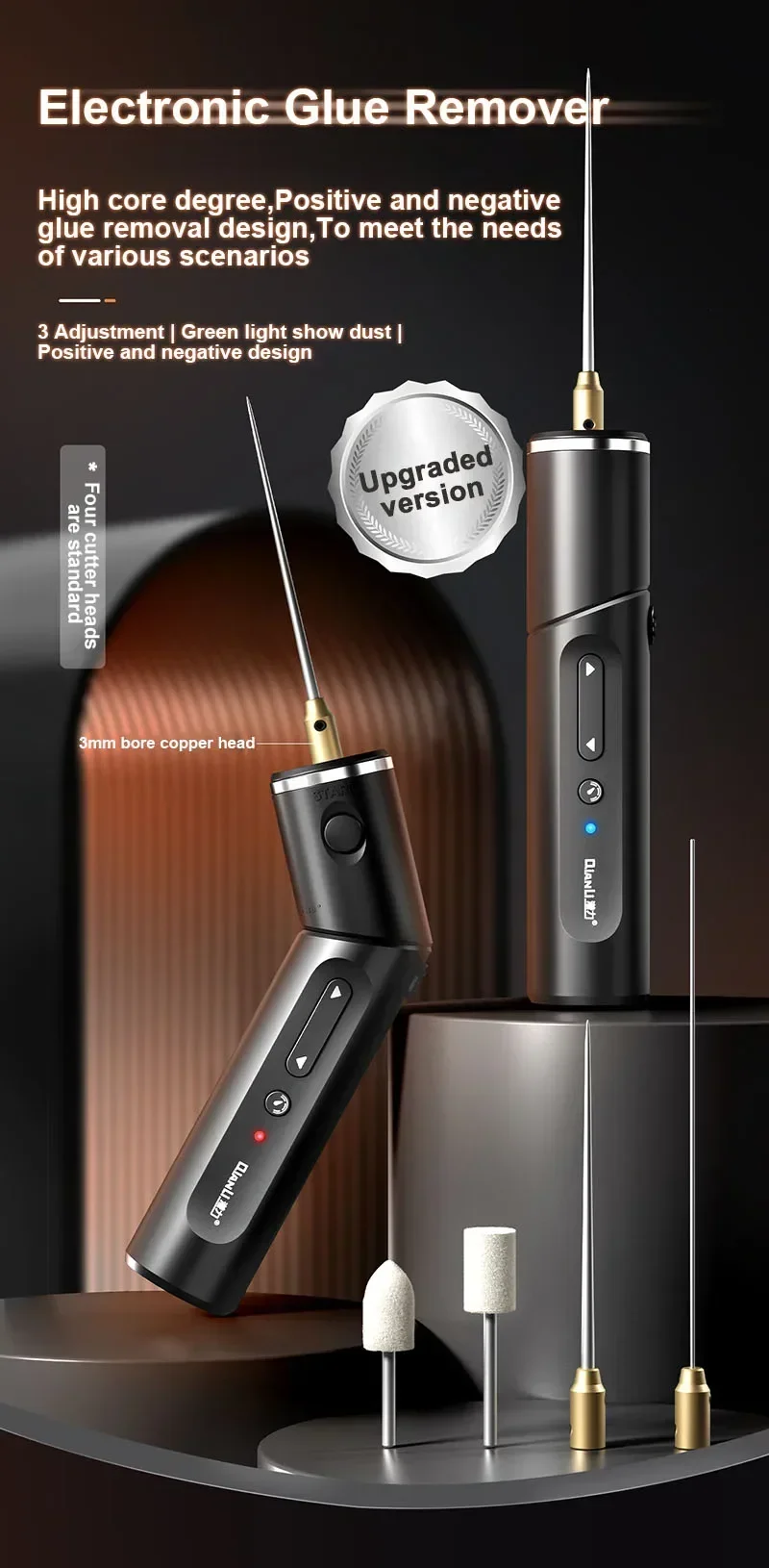 

Qianli Electric Degumming Grinder Pen with Dust Detection Lamp Phone OCA LCD Screen Glue Removing 3 Gear Electric Glue Remover