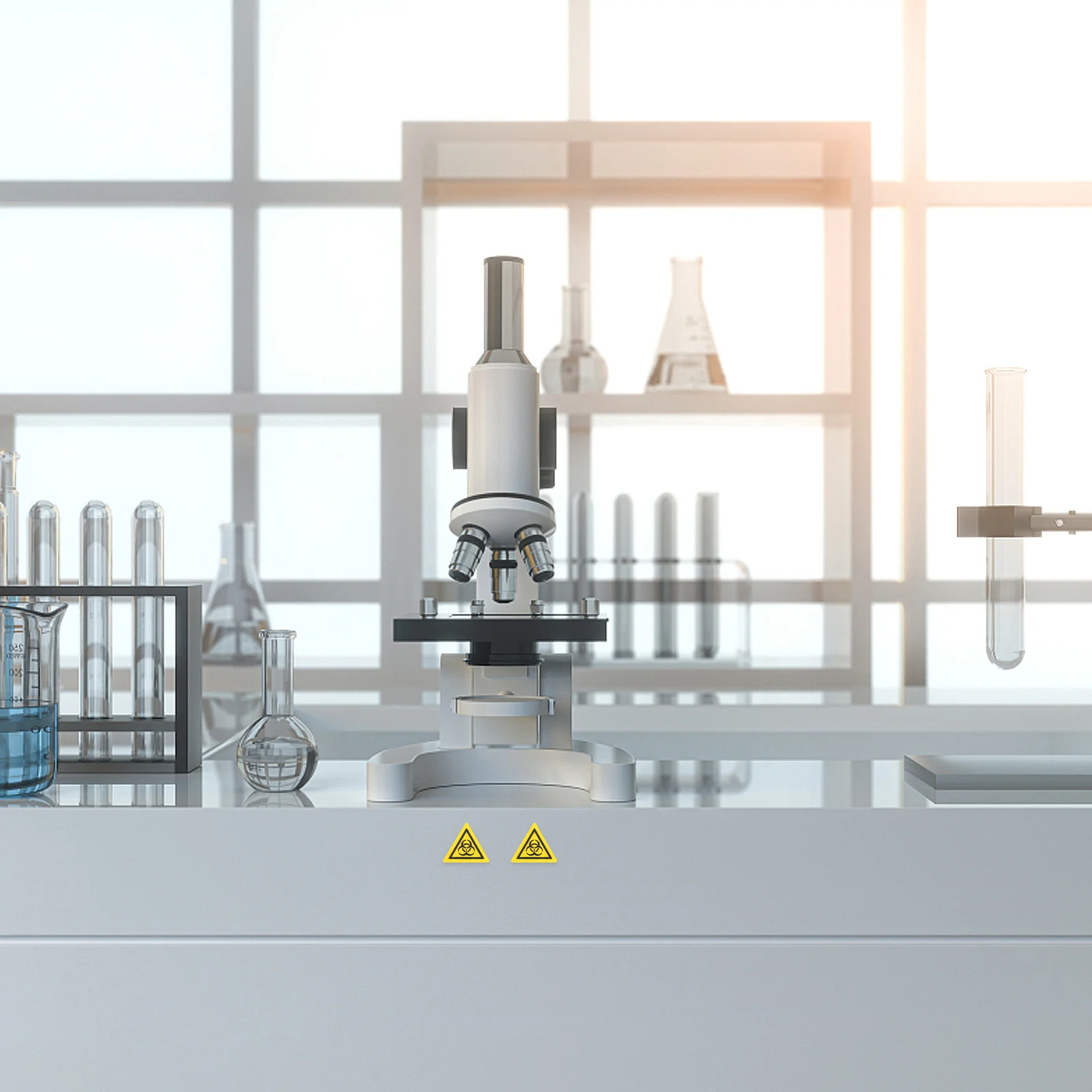 

5Pcs Lab Caution Label Waterproof Biological Hazard Decal Strong Adhesion for Laboratory Use Warning Sticker Decals