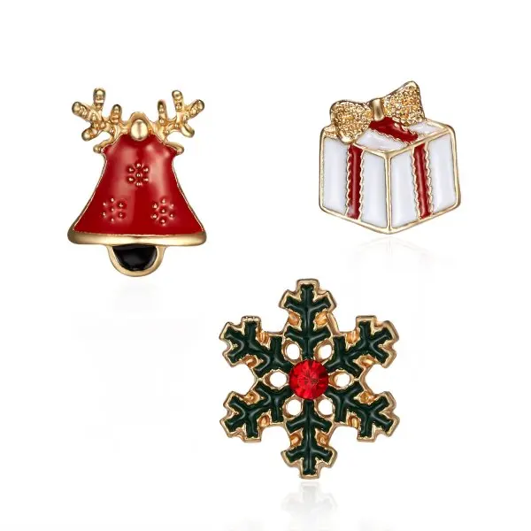 Rinhoo Modische Kristall-Weihnachtsstern-Schneeflocken-Brosche mit Glöckchen, Schmuckgeschenk für die Neujahrsfeier – Detail 6