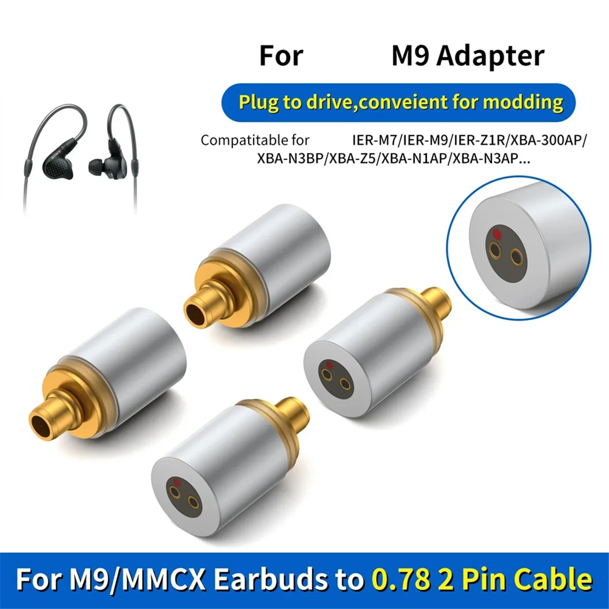 

M86K Адаптер для наушников 0,78 2-контактный разъем «мама» на «папа» M7 для IER-M7/IER-M9/IER-Z1R/XBA-300AP/XBA-N3BP/XBA-Z5