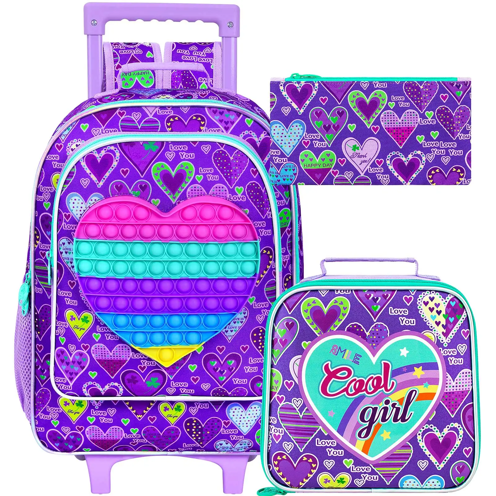 sac-a-dos-a-roulettes-pour-filles-sac-a-roulettes-pour-enfants-sac-d'ecole-a-roulettes-pour-l'ecole-primaire-3-pieces-motif-cœur-violet