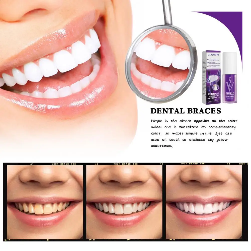 Útil roxo clareamento de limpeza oral creme dental dental oral suave branqueamento