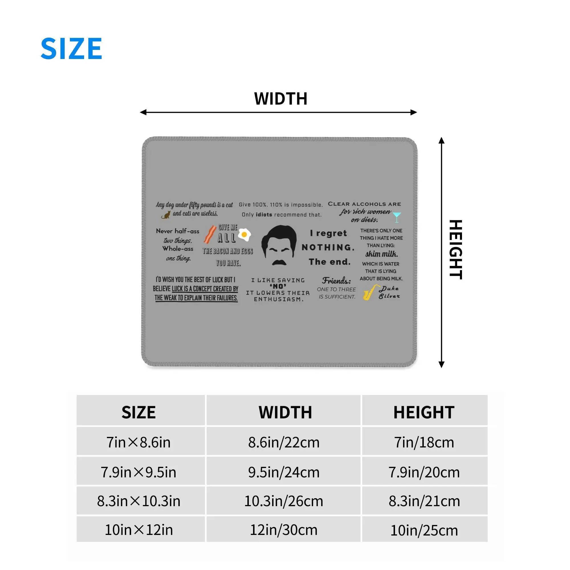 Ron Swanson - Podkładka pod mysz z cytatami Podkładka pod klawiaturę komputerową Podkładka pod mysz Gaming PC Laptop Podkładka na biurko Akcesoria biurowe Podkładki na stół