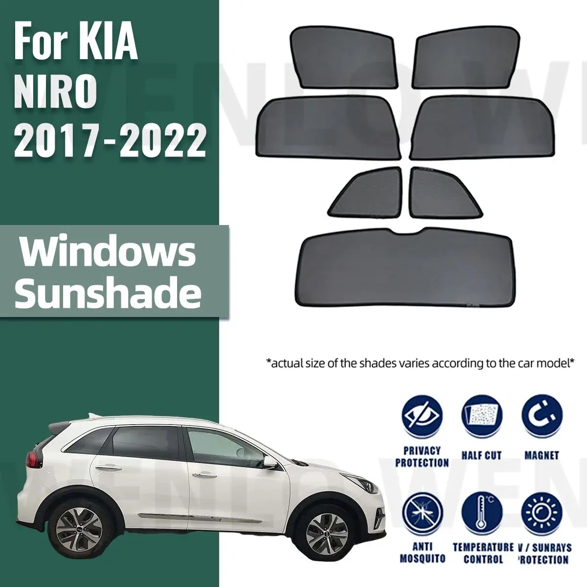 For KIA NIRO 2017-2022 Magnetic Car Sunshade Visor Front Windshield Curtain Rear Side Baby Window Sun Shade Shield