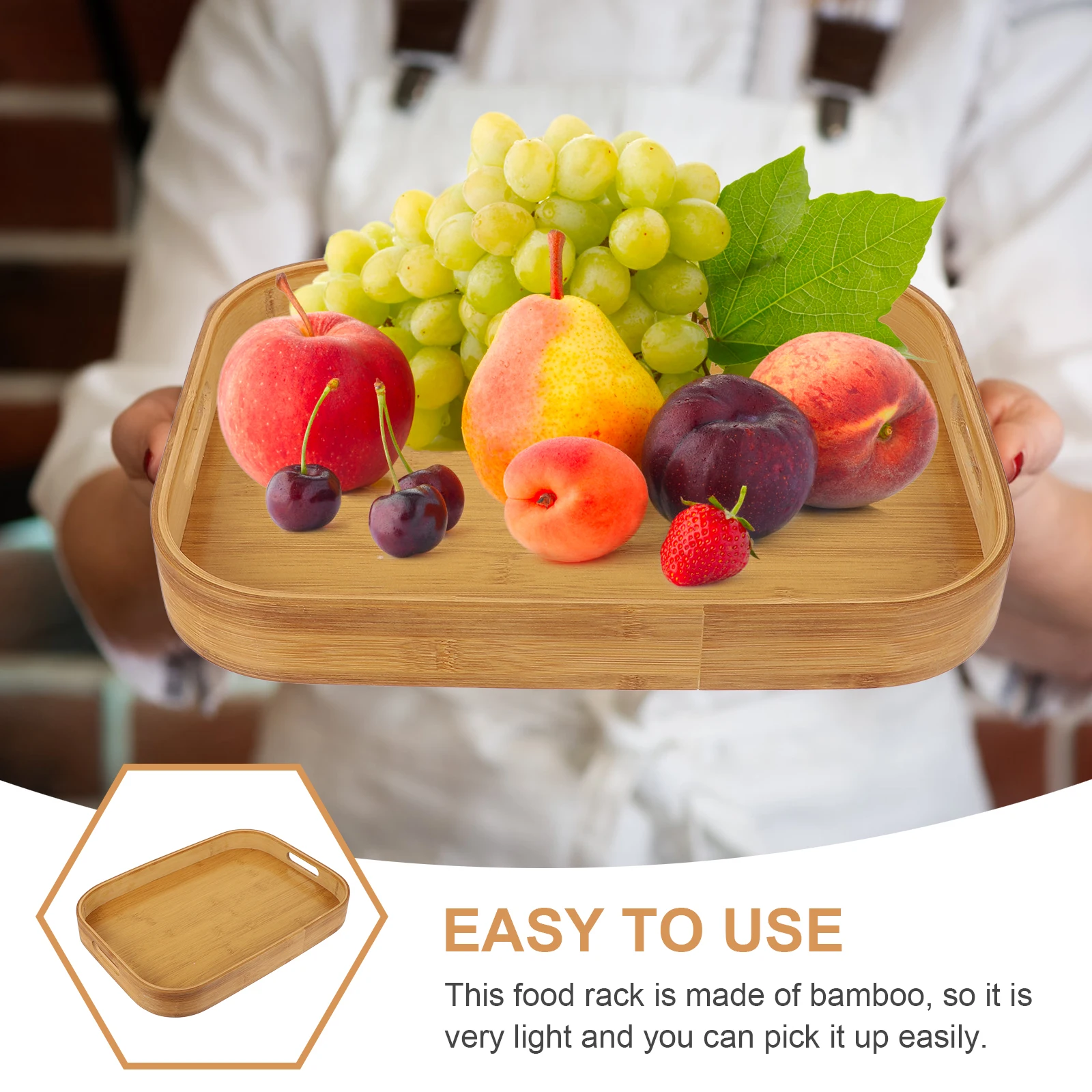 

1pc Bamboo Food Serving Tray Lightweight Storage For Snack Fruit Dessert Breakfast Tea Coffee Simple Practical Home Hotel Spa