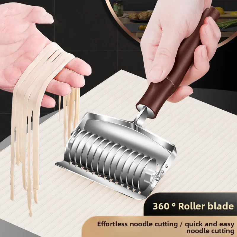 

Heavy Duty Manual Noodle Cutter, Home Use Spaghett Cutter Pasta Stainless Steel Manual Rolling Cutter- Easy to Clean & Store