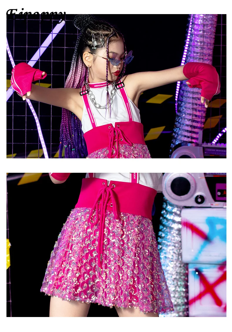 Pakaian dansa pemandu sorak anak perempuan, pakaian penampilan tim wanita, pakaian dansa jalanan anak perempuan