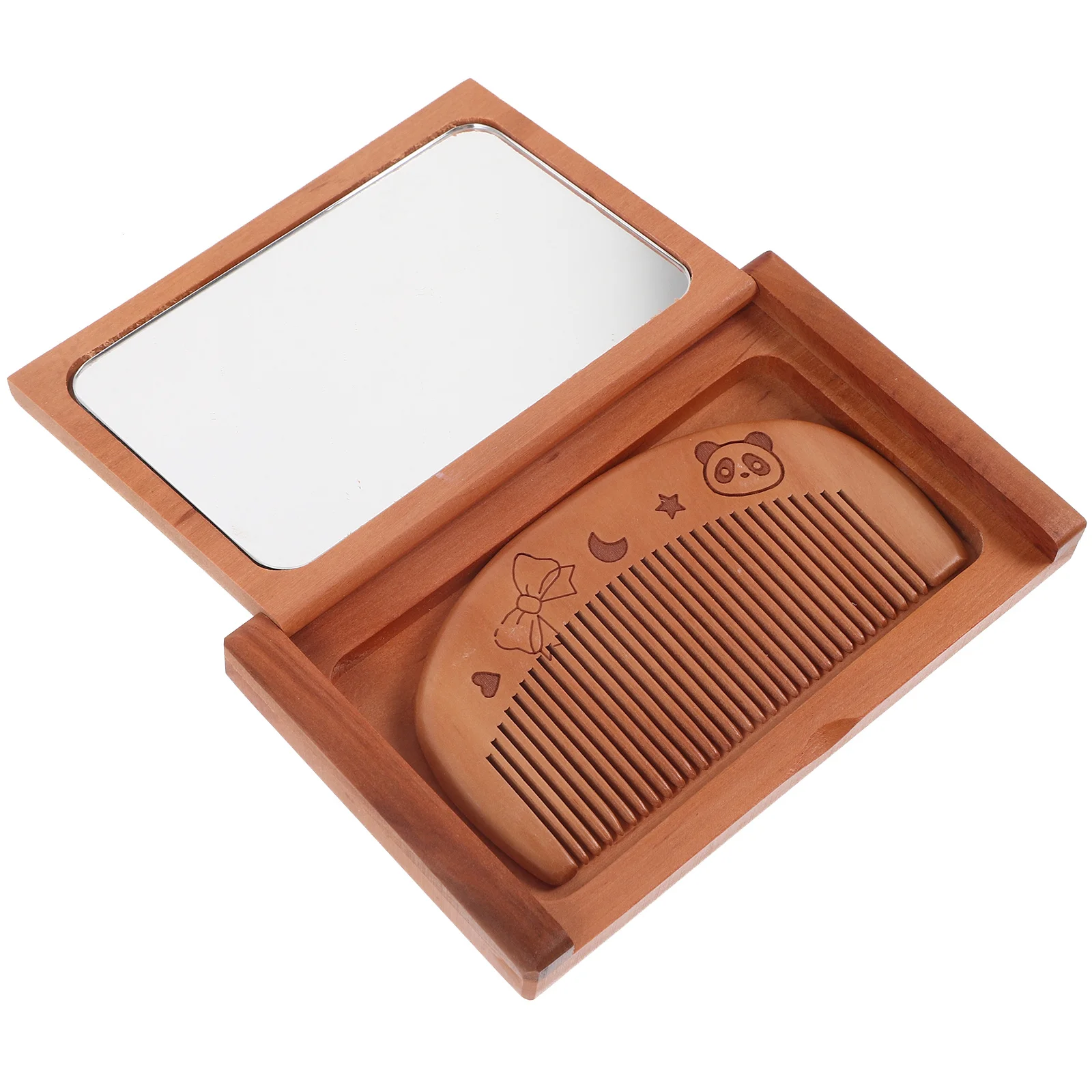 Peach Wood Folding Compact Portable Rectangle For Small Handheld Mirror Travel Makeup Foldable Handheld Mirror