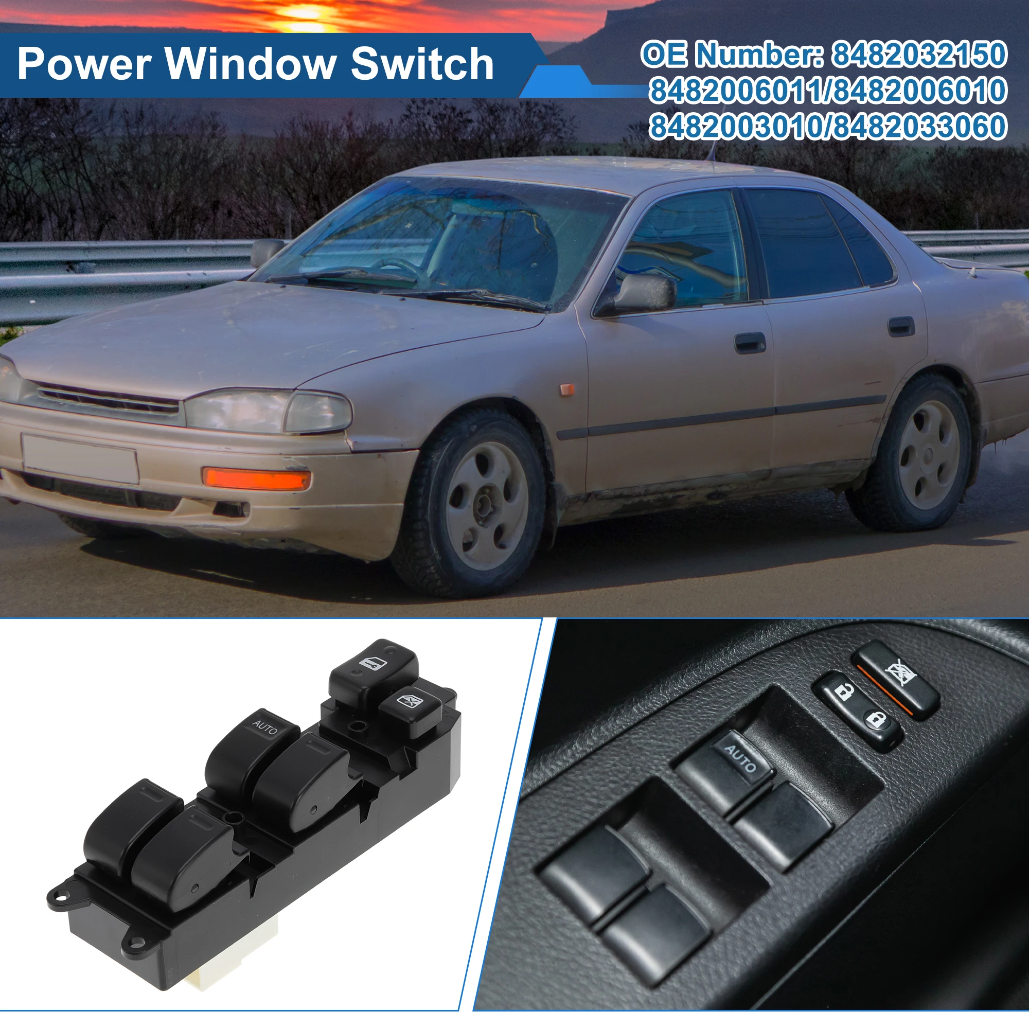

UXCELL Front Left Driver Side Power Window Switch for Toyota Camry No.8482032150