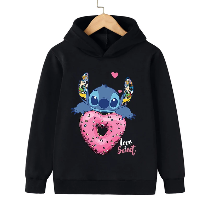 90s Disney Stitch Hoodie Children Cartoon Kid Girl Boy Lilo and Stitch Sweatshirt Hoody Baby Casual Top Clothes